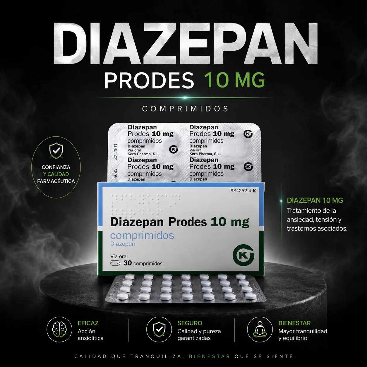 BUY DIAZEPAM 10MG X 30 TABS (valium) by Prodes/Kern Pharma - Featured Image