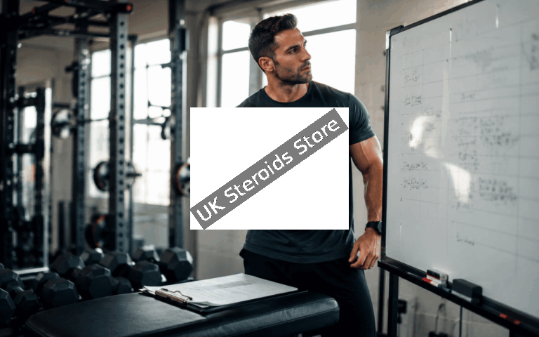 Athlete reviewing structured performance planning inside a modern training facility.