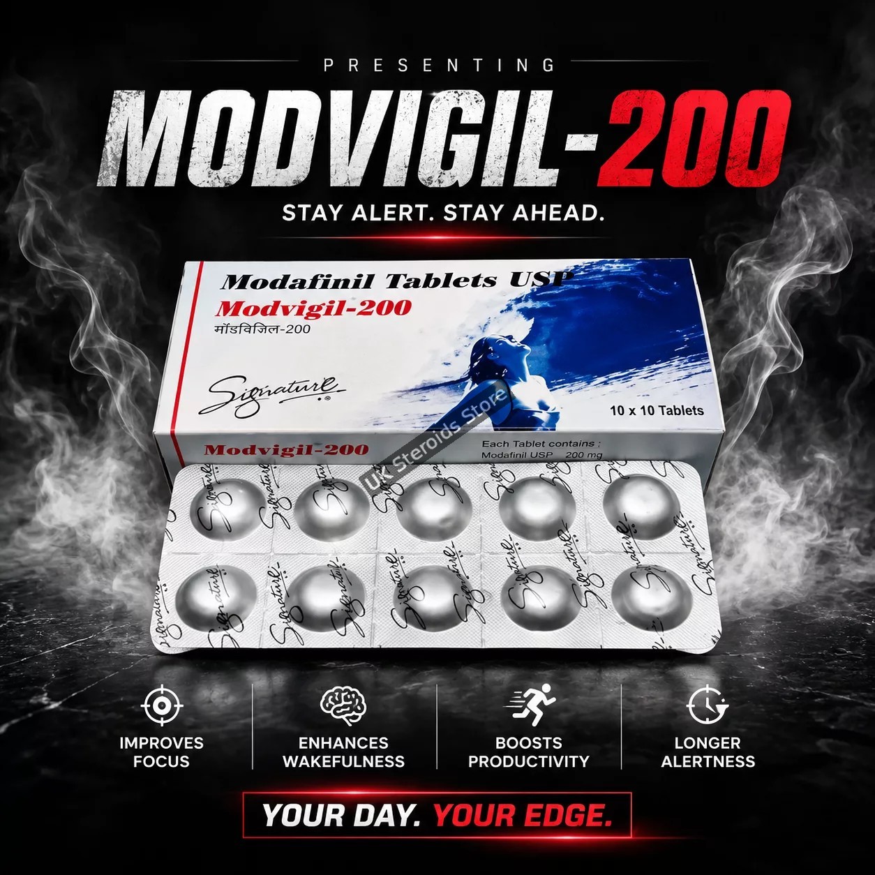 Buy Modafinil (Modvigil) - 200mg x 50 Tablets - Featured Image