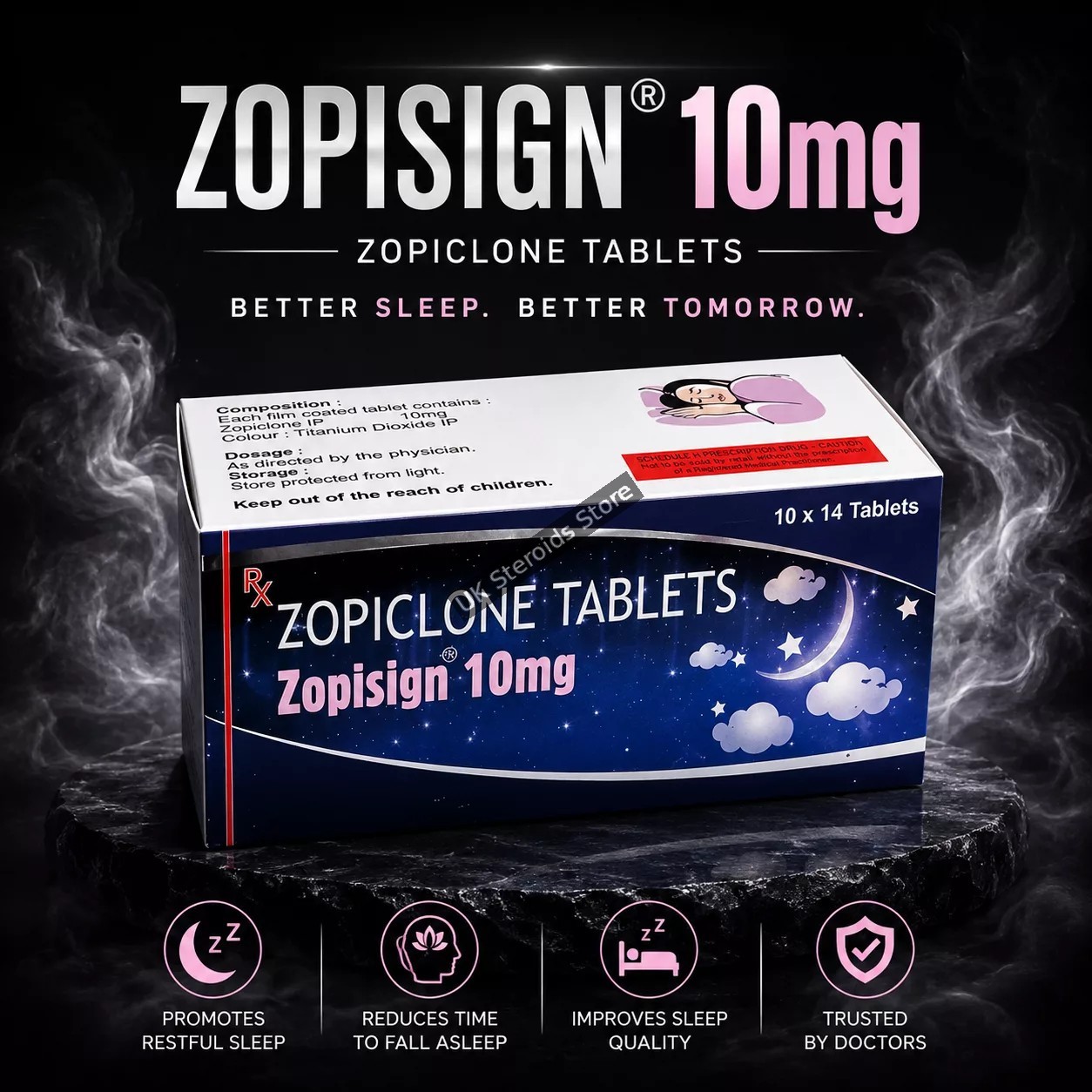 BUY ZOPICLONE 10MG X 28 TABS BY HAB PHARMA ZOPISIGN 10MG - Featured Image