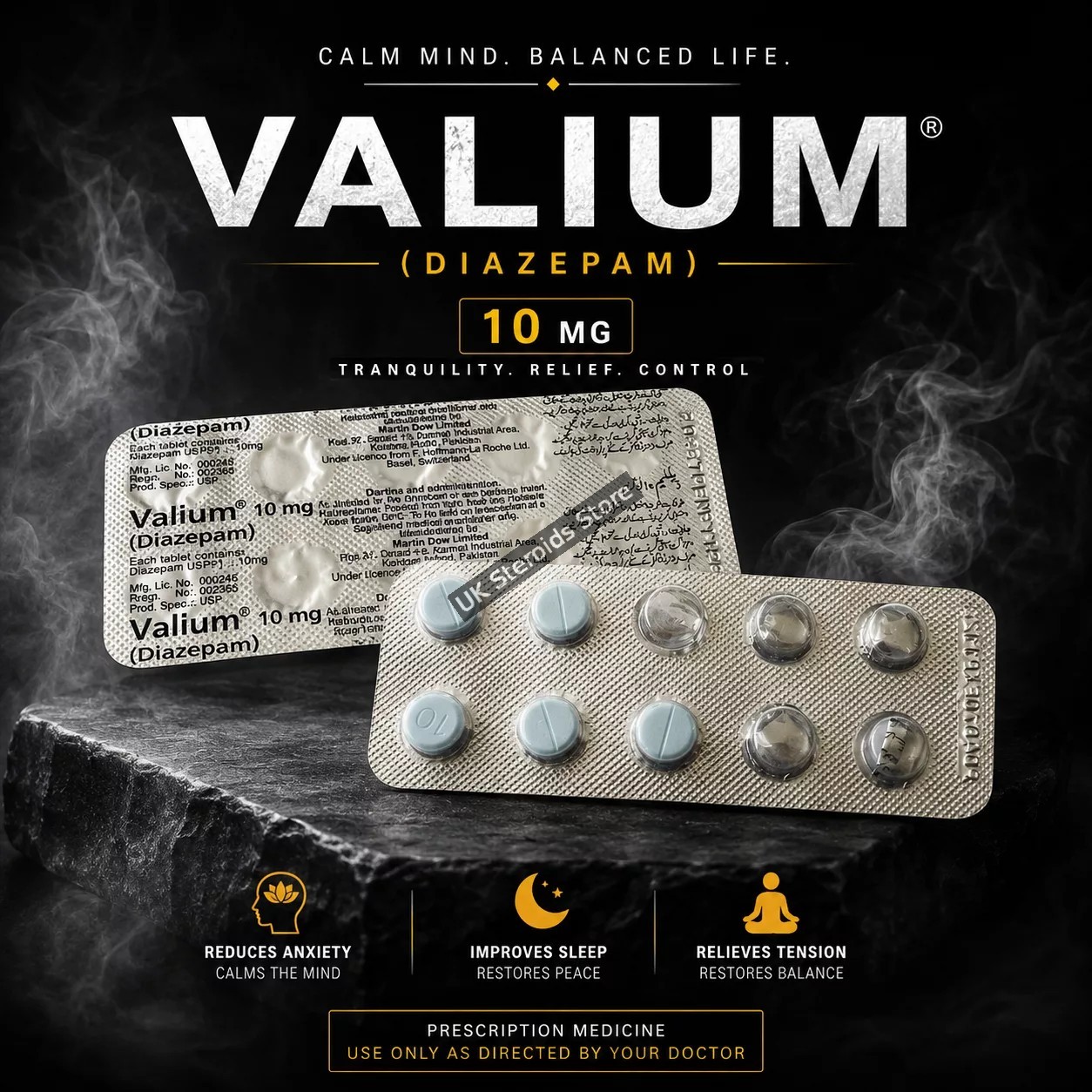 Buy Valium Diazepam 10mg x 30 Tabs (Martin Dow) - Featured Image